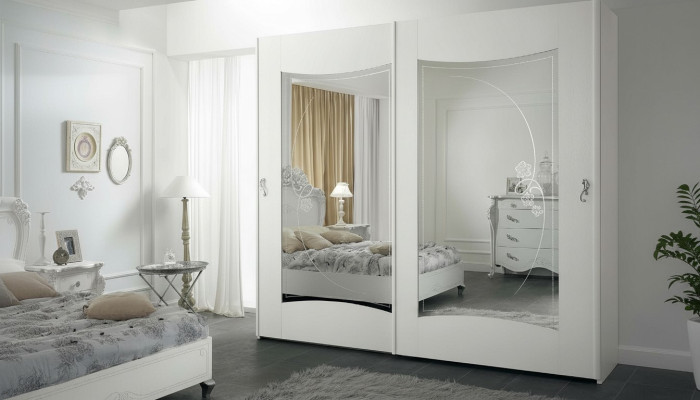 Armario blanco Lujo Muebles italianos Diseño de dormitorio Armario