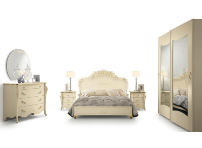 Conjunto de dormitorio Bizzotto cama mesita de noche cómoda espejo armario de 5 piezas.