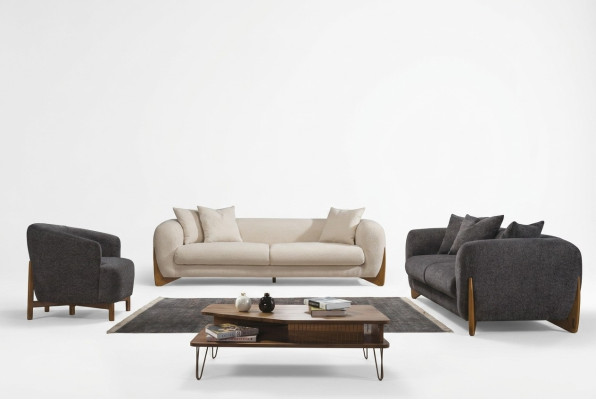 Muebles de estilo italiano. Conjunto de sofás. Sofás multicolores.