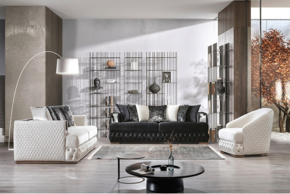 Chesterfield juego de sofás de lujo tapizados en 3+3+1 conjunto de muebles de salón