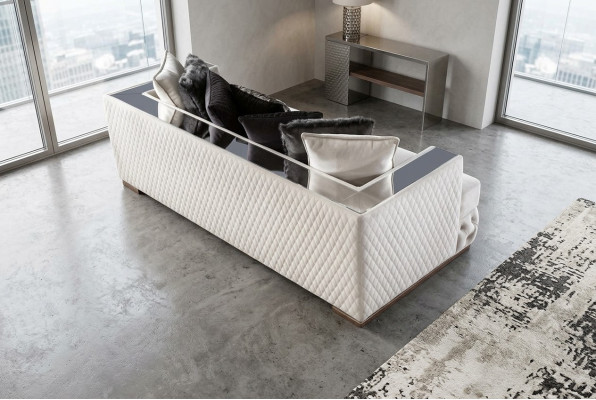 Sofá de 3 plazas blanco de lujo estilo clásico italiano para la sala de estar.