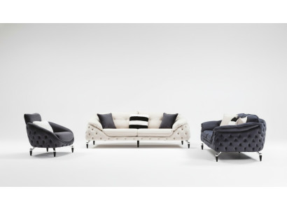 Sofá Chesterfield de madera con tapicería de tela, conjunto de asientos 331, juego de tapicería.