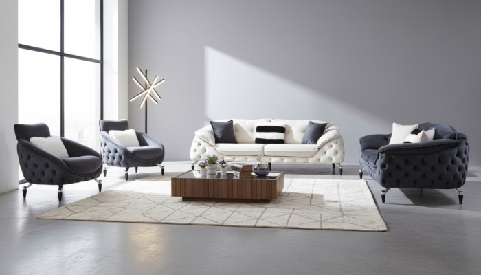 Silla Chesterfield de 1 plaza negra diseño de lujo para sala de estar.