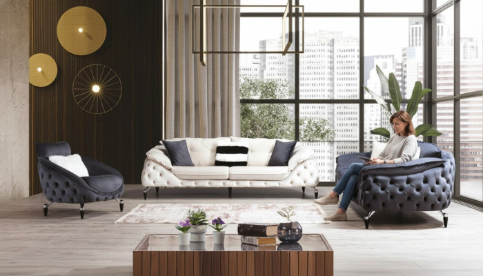 Sofá Chesterfield verde de tela, sofá, muebles de lujo, sofás, sofás