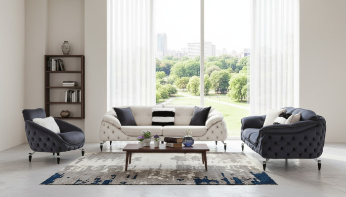 Sofá Chesterfield verde de tela, sofá, muebles de lujo, sofás, sofás