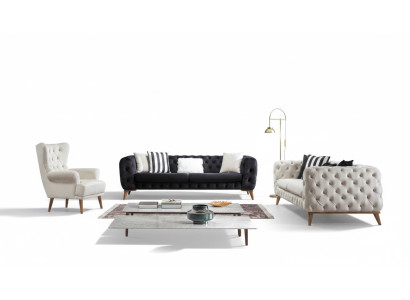 Sofá de 3 plazas Negro Muebles de lujo Chesterfield Sofá cama 3 plazas
