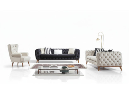 Sofá de 3 plazas blanco muebles de lujo Chesterfield estilo italiano