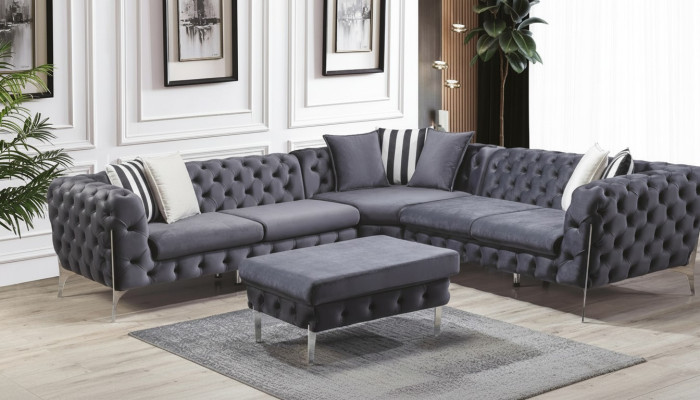 Taburete Azul Sala de estar Chesterfield Mueble elegante Estilo Italiano