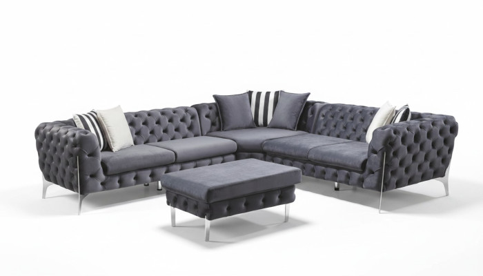 Taburete Azul Sala de estar Chesterfield Mueble elegante Estilo Italiano
