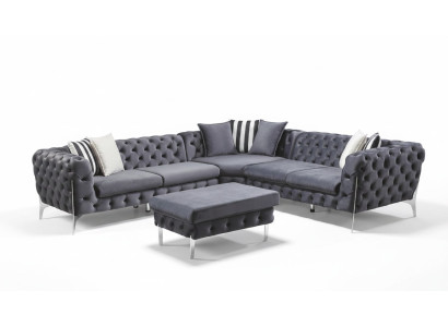 Taburete Azul Sala de estar Chesterfield Mueble elegante Estilo Italiano