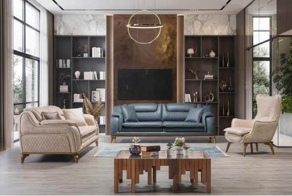 Sillón beige de lujo de una plaza para sala de estar de diseño clásico italiano