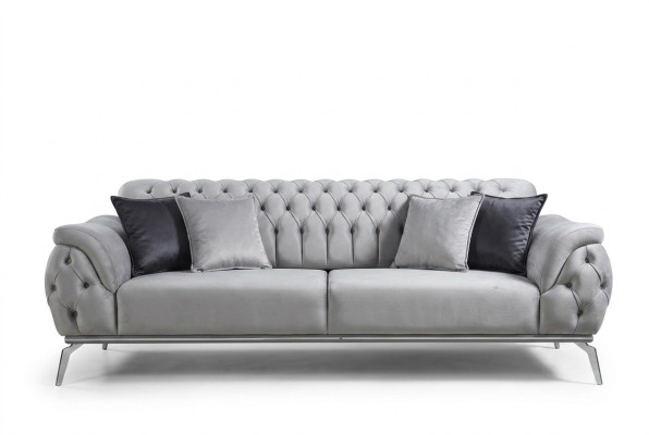 Sofá Chesterfield de tres plazas de lujo para amueblar.