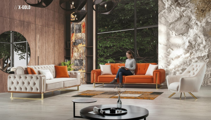 Muebles de lujo estilo estadounidense Sofá Chesterfield Multicolor Sofá