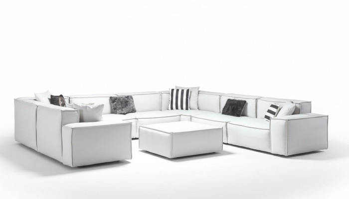 Sofá de esquina en forma de U blanco conjunto de estar sofá acolchado conjunto de esquina sofá de esquina sofá