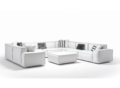 Sofá de esquina en forma de U blanco conjunto de estar sofá acolchado conjunto de esquina sofá de esquina sofá