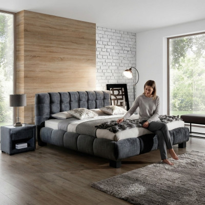 Cama gris Dormitorio Muebles Textil Diseño 160x200cm Camas Terciopelo