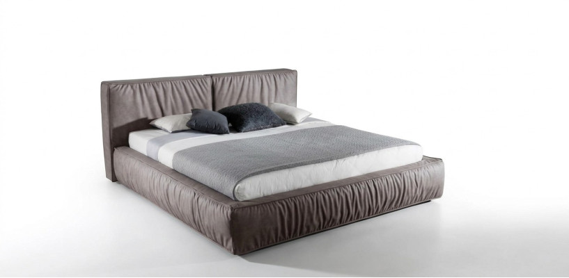 Cama marrón dormitorio madera muebles textil estilo clásico Art déco.