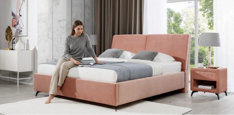 Cama rosa dormitorio muebles de madera textil hotel camas estilo Art déco.