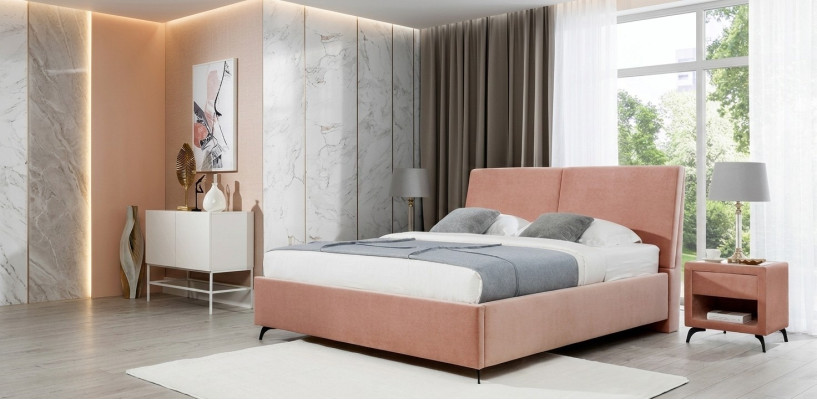 Cama rosa dormitorio muebles de madera textil hotel camas estilo Art déco.