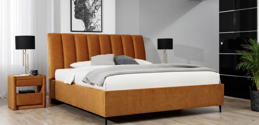 Cama Naranja Dormitorio Tapicería Muebles Textiles Estilo Moderno Camas