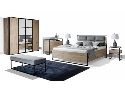 Armario de ropa en madera de color marrón, diseño de muebles elegante para un dormitorio moderno. Armario nuevo.