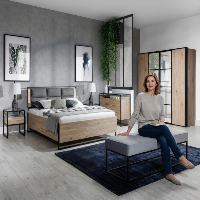 Mesa de noche marrón de madera, diseño de muebles de dormitorio, muebles art déco nuevos.