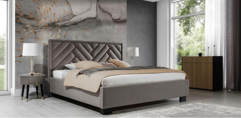 Cama tapizada Muebles de dormitorio Camas marrón topo 200x200cm Terciopelo