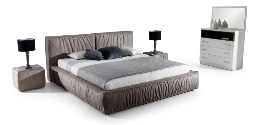 Set de dormitorio marrón cama mesita de noche Diseño elegante Moderno Muebles de madera 3 piezas
