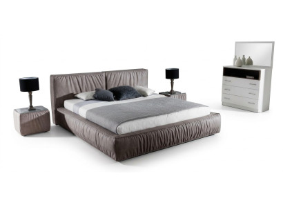 Set de dormitorio marrón cama mesita de noche Diseño elegante Moderno Muebles de madera 3 piezas