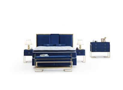 Cama azul metal muebles diseño elegante dormitorio muebles lujo moderno nuevo.