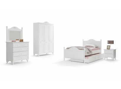 Dormitorio de estilo campestre para adolescentes, conjunto completo de muebles para habitación de hotel de 5 piezas.