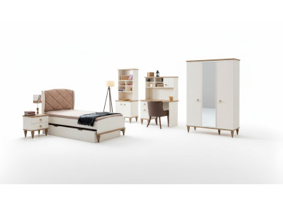 Unisex dormitorio juvenil conjunto cama mesita de noche estante de libros mesa 5 piezas Nuevo