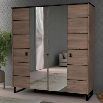 Armario marrón para habitación juvenil, armario de dormitorio infantil, diseño moderno y nuevo.