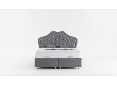 Cama gris cama doble cama estilo caja tela chesterfield 160x200