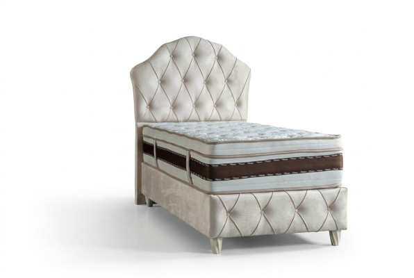 Cama blanca Cama individual Dormitorio Cama tipo box spring Estilo Chesterfield Camas