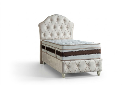 Cama blanca Cama individual Dormitorio Cama tipo box spring Estilo Chesterfield Camas