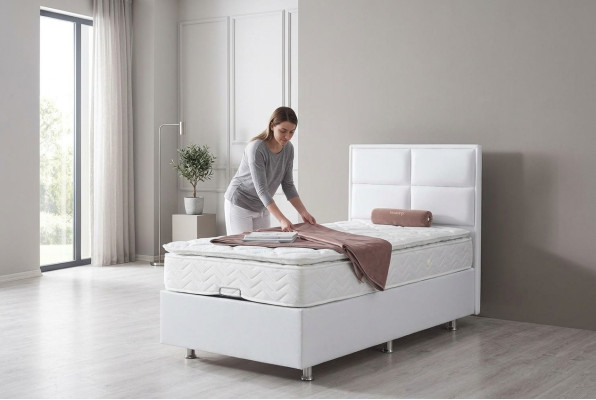 Cama boxspring camas individuales muebles camas 120x200cm con colchón doble.