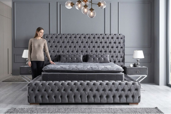 Mesita de noche gris, mesa auxiliar, mesa de madera, mesas, muebles, mesitas de noche, dormitorio.
