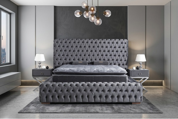 Mesita de noche gris, mesa auxiliar, mesa de madera, mesas, muebles, mesitas de noche, dormitorio.