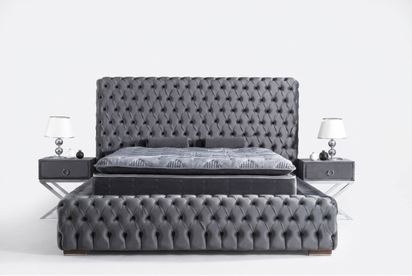 Mesita de noche gris, mesa auxiliar, mesa de madera, mesas, muebles, mesitas de noche, dormitorio.