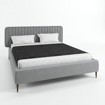 Cama gris cama doble dormitorio madera muebles diseño elegante tapizado tela nuevo