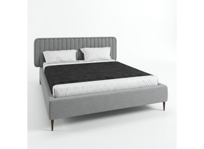 Cama gris cama doble dormitorio madera muebles diseño elegante tapizado tela nuevo