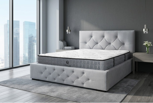 Cama blanca diseño moderno tela acolchada dormitorio cama doble madera elegante nuevo