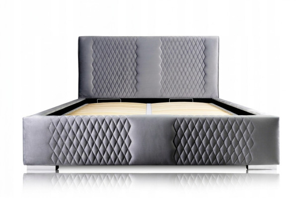 Cama gris Cama doble moderna Cama elegante Tapizada Tela Dormitorio moderno Nuevo