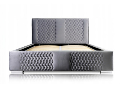 Cama gris Cama doble moderna Cama elegante Tapizada Tela Dormitorio moderno Nuevo