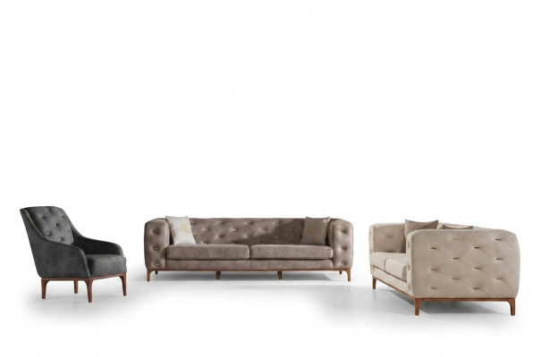 Sofá de diseño Chesterfield, moderno juego de sofás tapizados 3+3+1.