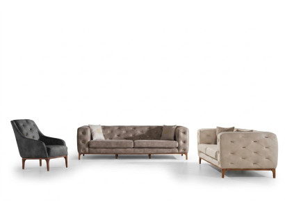 Sofá de diseño Chesterfield, moderno juego de sofás tapizados 3+3+1.