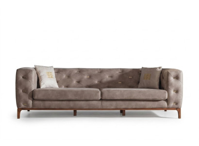 Sofá sofá 3 asientos acolchado sofá de sala de estar Muebles de diseño taupe de lujo