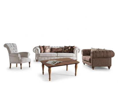Conjunto de sofás Chesterfield marrón y blanco, diseño de lujo, conjunto de lujo 3+2+1
