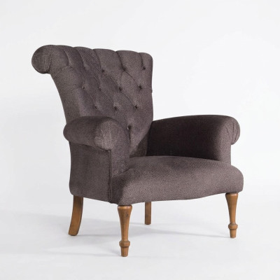 Sofá Chesterfield Chesterfield Lounge de tela de relajación de lujo sillón diseño marrón.